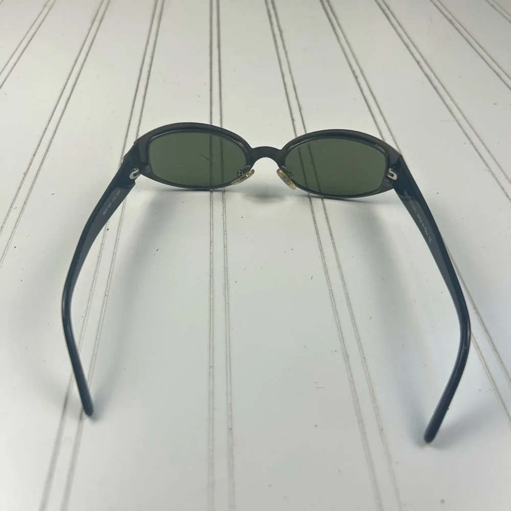 Gai Mattiolo Black Oval Sunglasses – Dark Green Lenses, Vintage Designer Italy